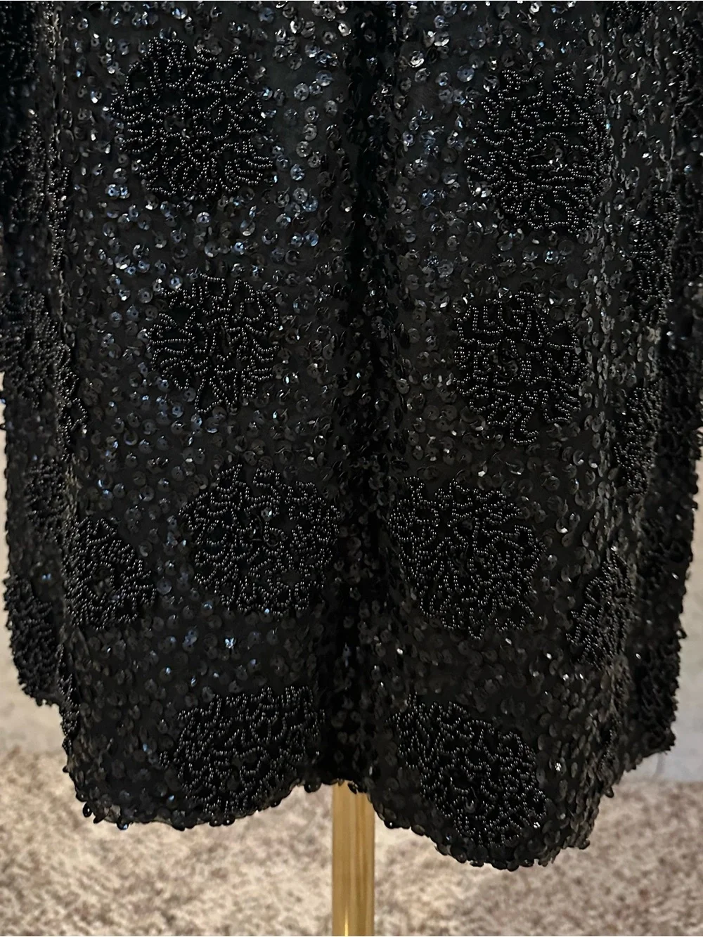 Vintage Black Beaded Cocktail Dress Old Hollywood Glam 70s 80s Luxury Size XS - Picture 8 of 8